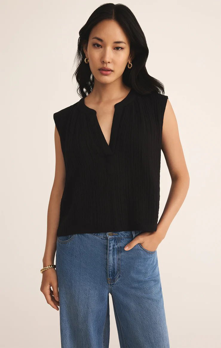 Cliffside V - Neck Airy Gauze Top - Hello Beautiful Boutique