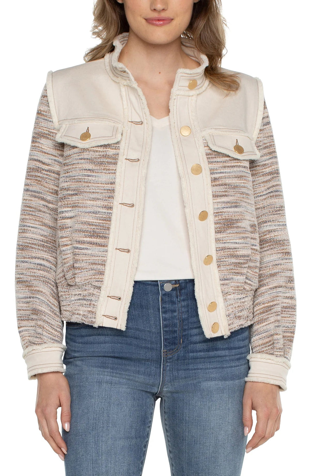 Cropped Denim Fray Jacket - Hello Beautiful Boutique