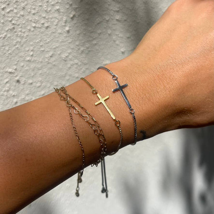 Cross Slider Bracelet: Gold - Hello Beautiful Boutique
