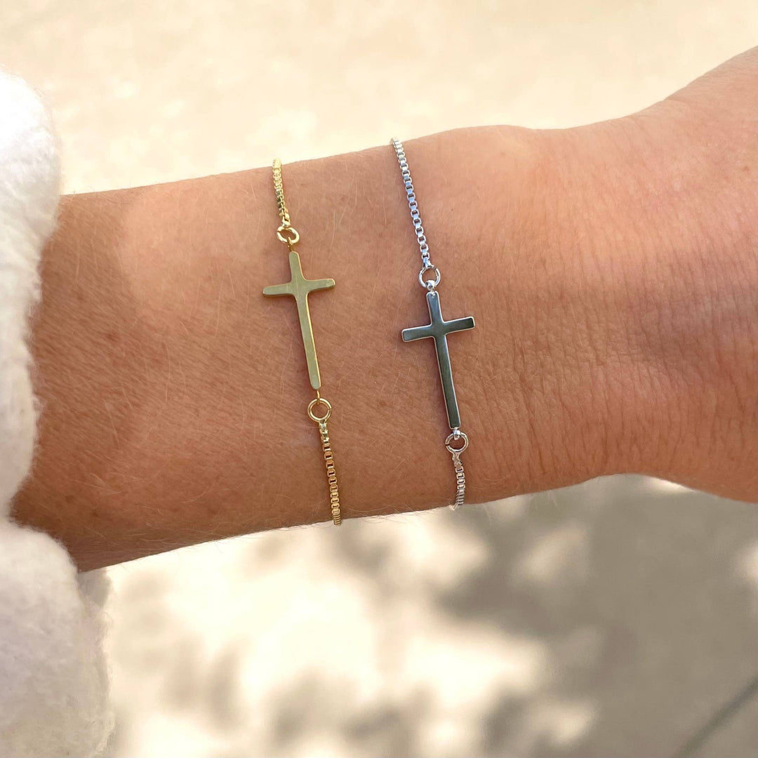 Cross Slider Bracelet: Gold - Hello Beautiful Boutique