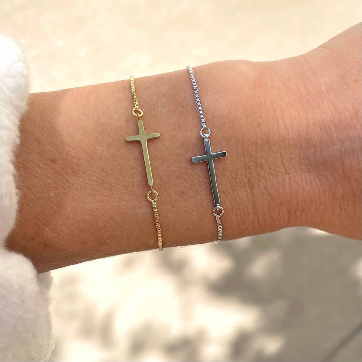 Cross Slider Bracelet: Gold - Hello Beautiful Boutique