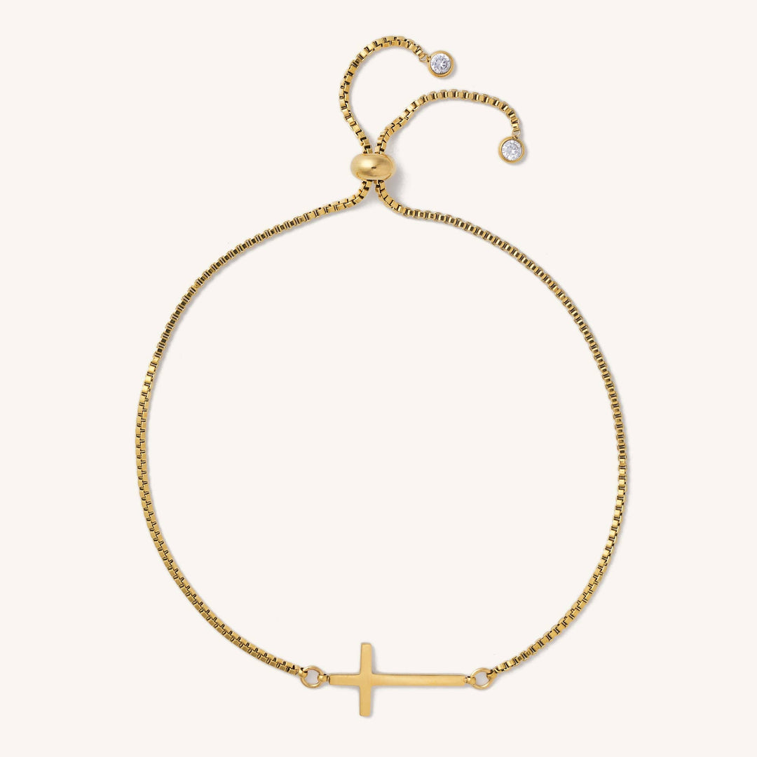Cross Slider Bracelet: Gold - Hello Beautiful Boutique