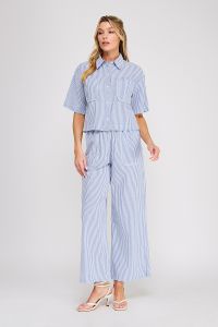 Harbor Stripe Button-Up Top