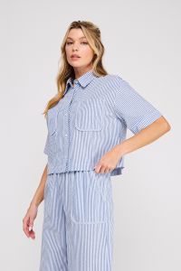 Harbor Stripe Button-Up Top