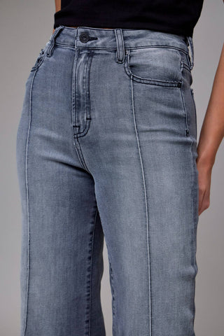 Grey Happi Flare Pintuck High Rise Denim