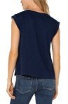 Dark Navy Sleeveless Woven to Knit Top - Hello Beautiful Boutique