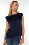 Dark Navy Sleeveless Woven to Knit Top - Hello Beautiful Boutique