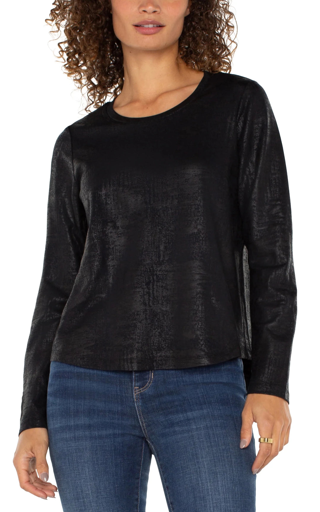 Distressed Black Long Sleeve Top - Hello Beautiful Boutique