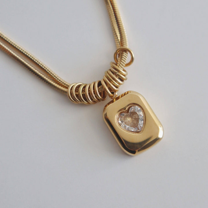 Double Chain Heart Pendant Necklace - Hello Beautiful Boutique
