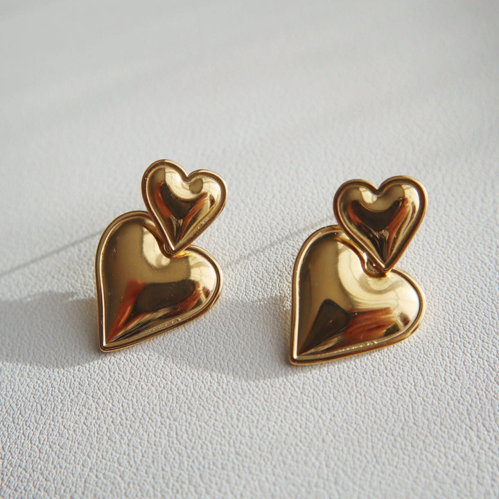 Double Heart Drop Earrings - Hello Beautiful Boutique