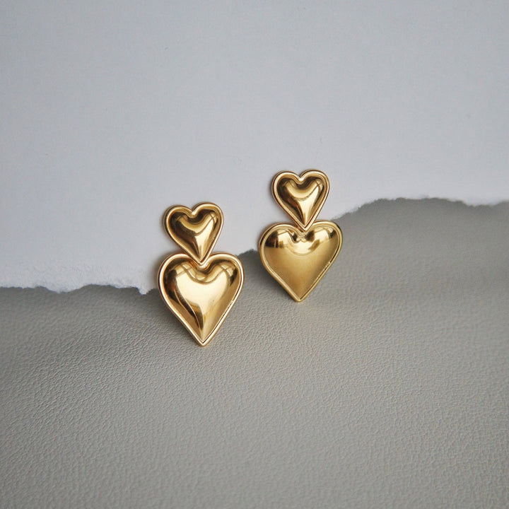 Double Heart Drop Earrings - Hello Beautiful Boutique