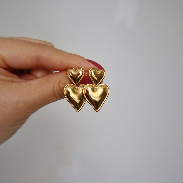 Double Heart Drop Earrings - Hello Beautiful Boutique