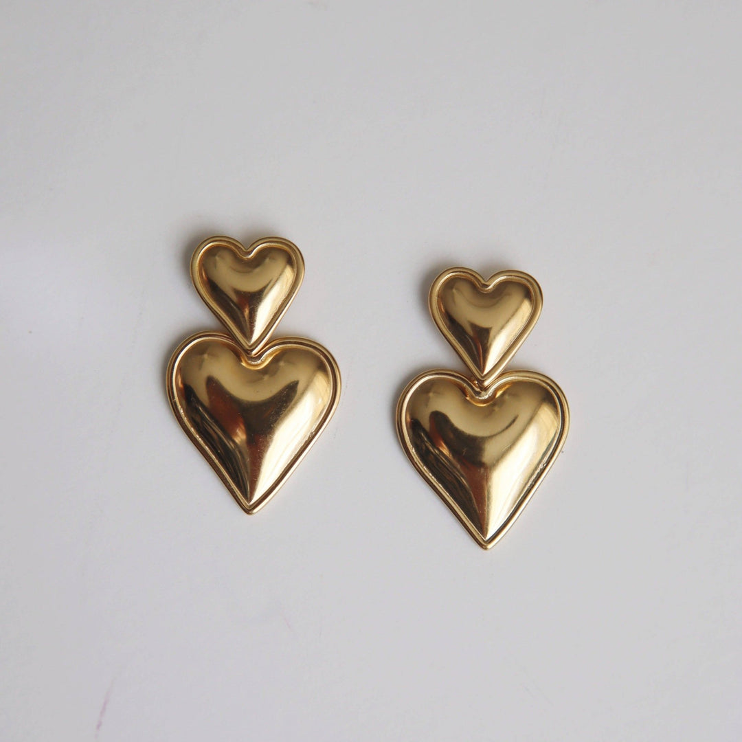 Double Heart Drop Earrings - Hello Beautiful Boutique