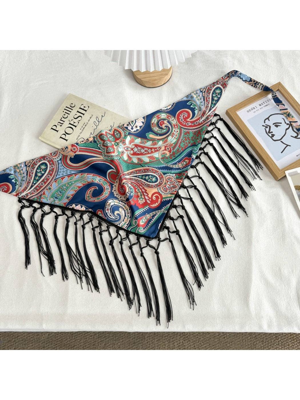 Fringed Patchwork Triangle Bandana