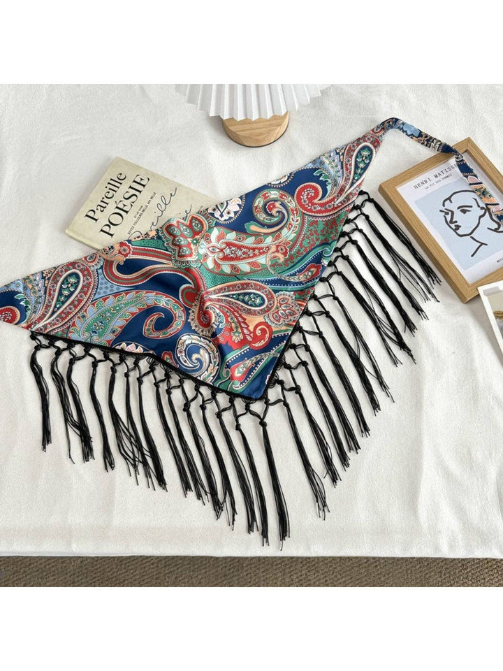 Fringed Patchwork Triangle Bandana