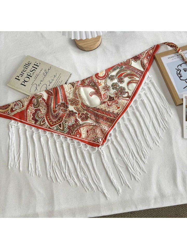 Fringed Patchwork Triangle Bandana