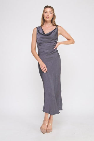 Starlight Satin Cowl Midi Dress