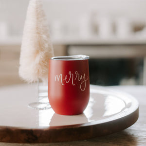 Merry Metal Wine Tumbler - Christmas Home Decor & Gifts - Hello Beautiful Boutique