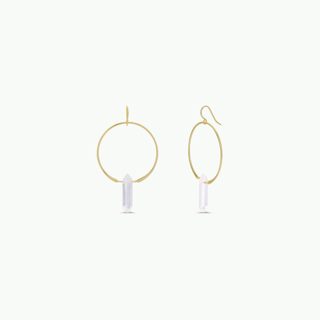 Hoops - Clear Quartz - Gold Earrings