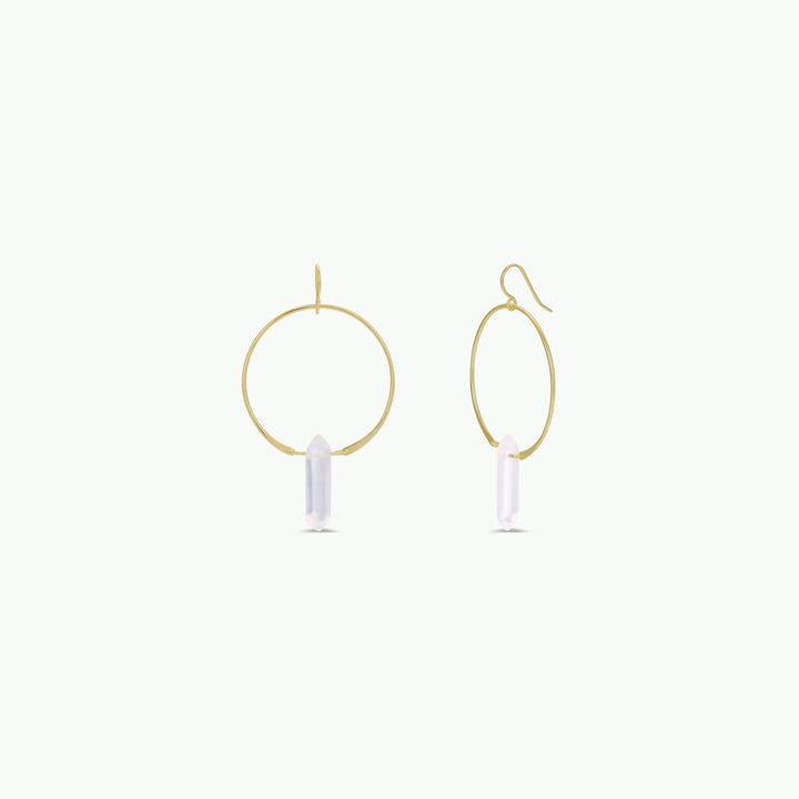 Hoops - Clear Quartz - Gold Earrings