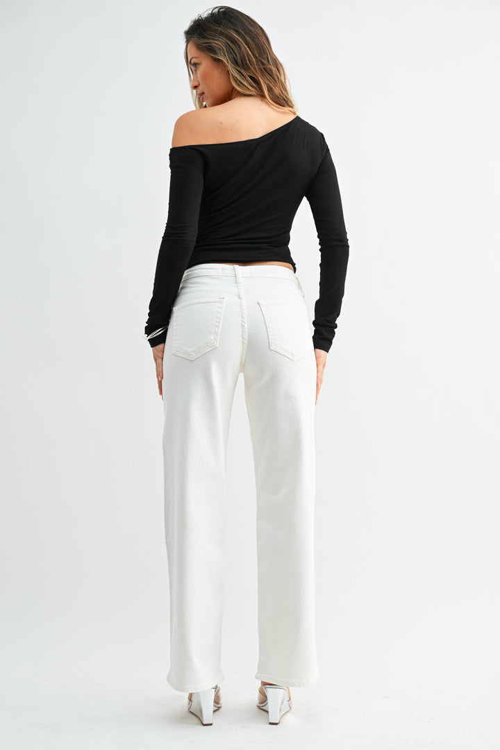 Mid Rise Wide Leg Denim