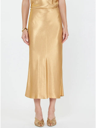 Gold Bias Satin Midi Skirt