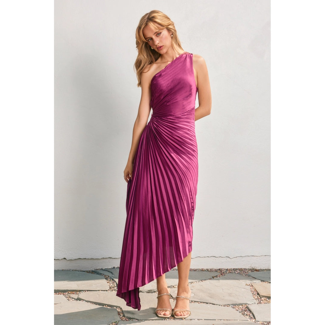 Olympia Pleated Maxi Dress – Magenta