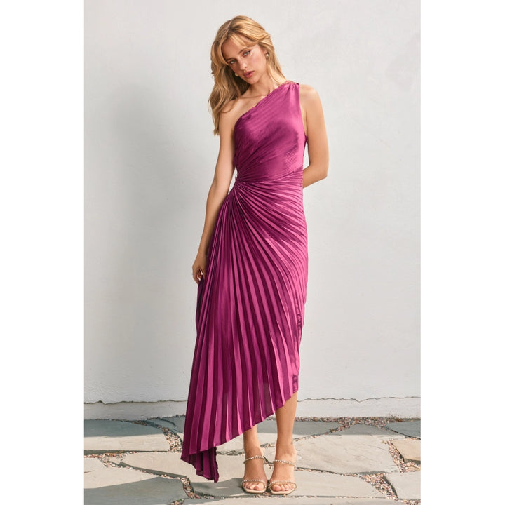 Olympia Pleated Maxi Dress – Magenta