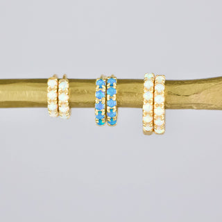 Mesa Blue - Opal Huggie Hoop Earrings - 6mm - Hypoallergenic