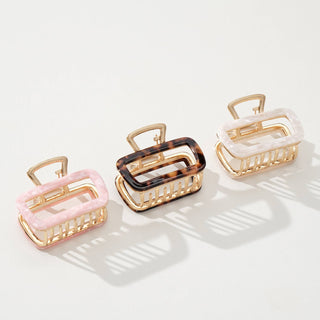 Harlow Medium Hollow Rectangle Metal Claw Clip: Assorted