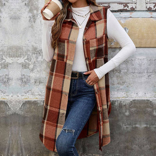 Plaid Knit Sweater Vest Blazer