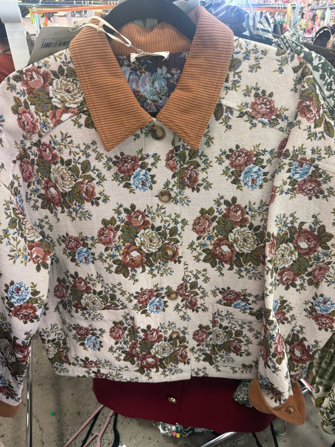 Floral Ecru Jacquard Jacket - Hello Beautiful Boutique