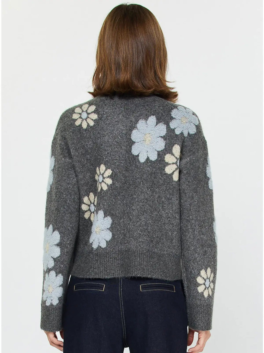 Floral Motif Crew Neck Sweater - Hello Beautiful Boutique
