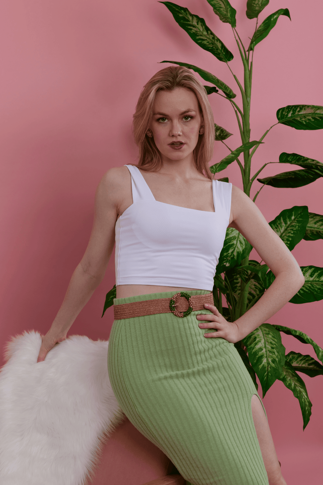 Hand - Beaded Circle Buckle Stretch Belt M/L - Hello Beautiful Boutique