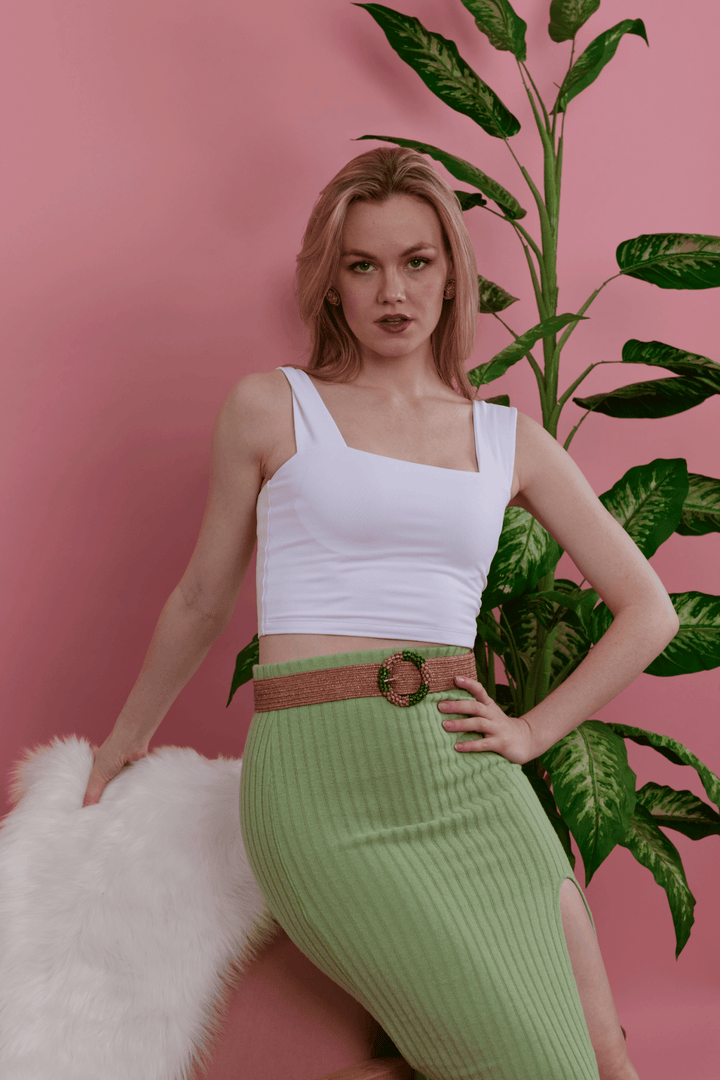 Hand - Beaded Circle Buckle Stretch Belt M/L - Hello Beautiful Boutique