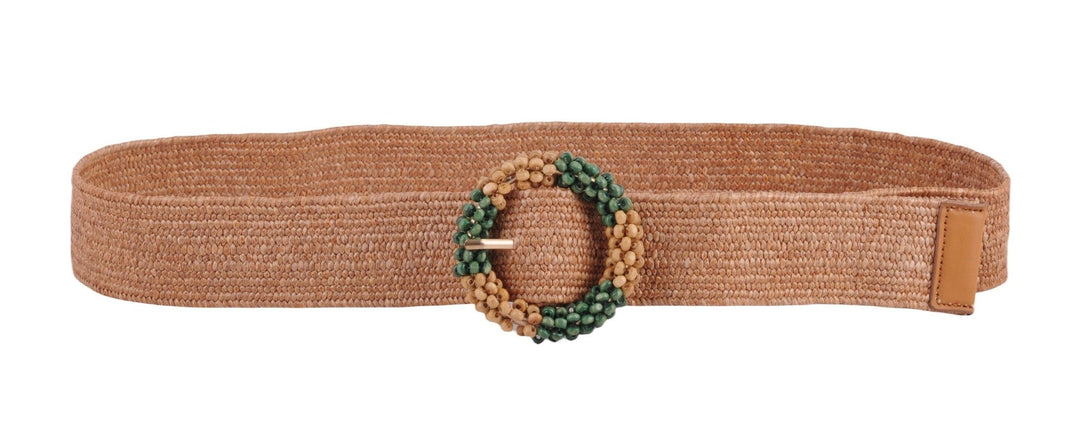 Hand - Beaded Circle Buckle Stretch Belt S/M - Hello Beautiful Boutique