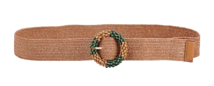 Hand - Beaded Circle Buckle Stretch Belt S/M - Hello Beautiful Boutique