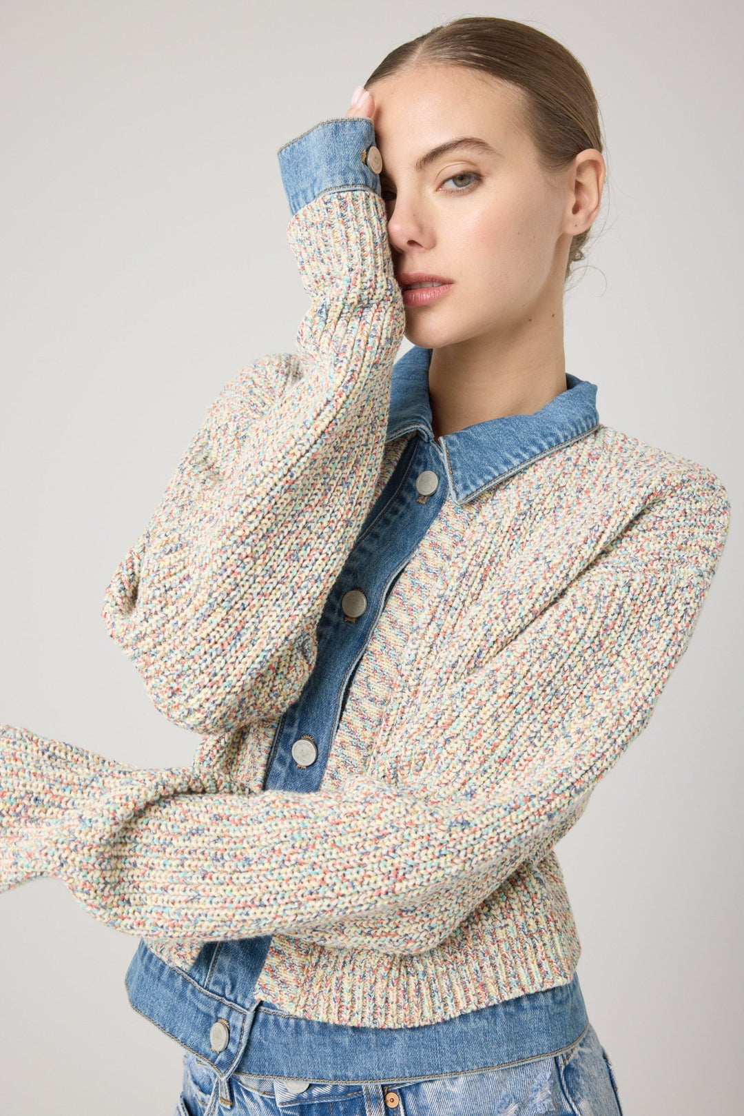 Happy Place Sweater Trucker Jacket - Hello Beautiful Boutique