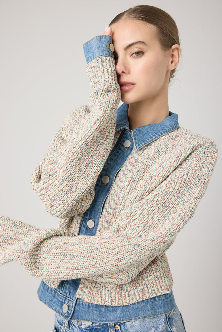 Happy Place Sweater Trucker Jacket - Hello Beautiful Boutique