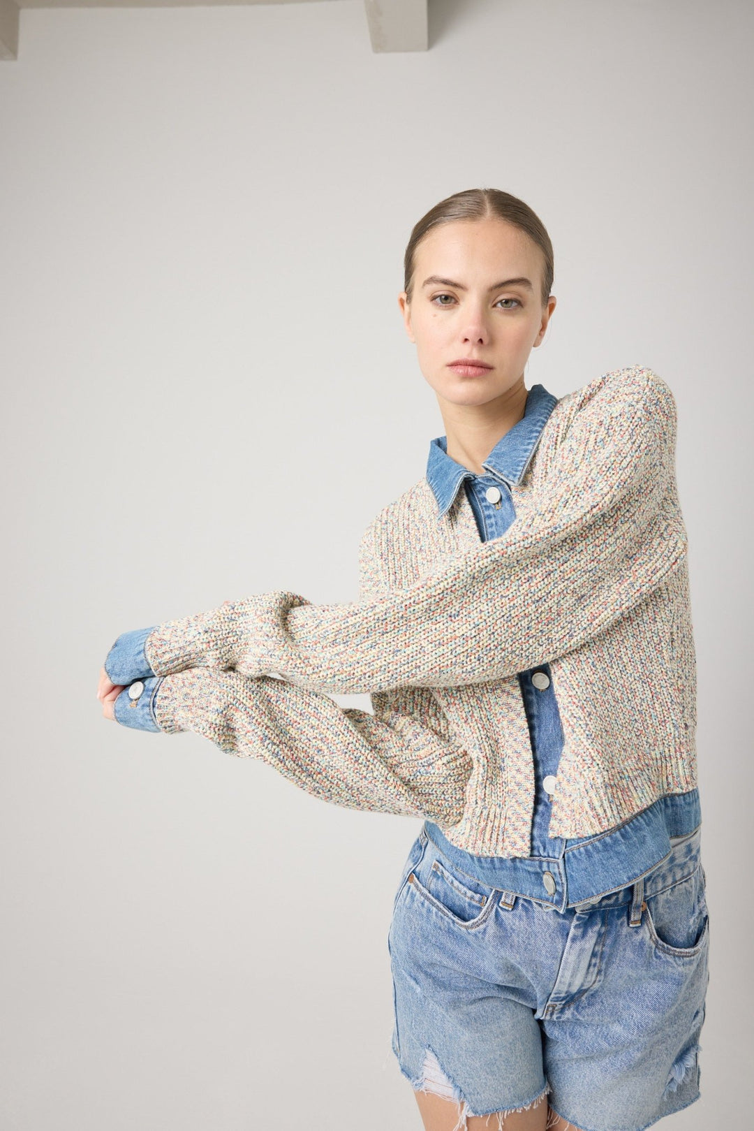 Happy Place Sweater Trucker Jacket - Hello Beautiful Boutique