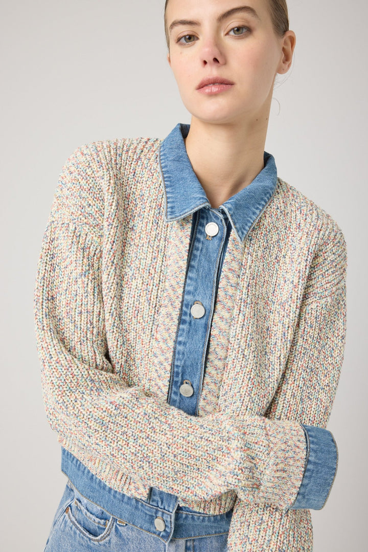 Happy Place Sweater Trucker Jacket - Hello Beautiful Boutique