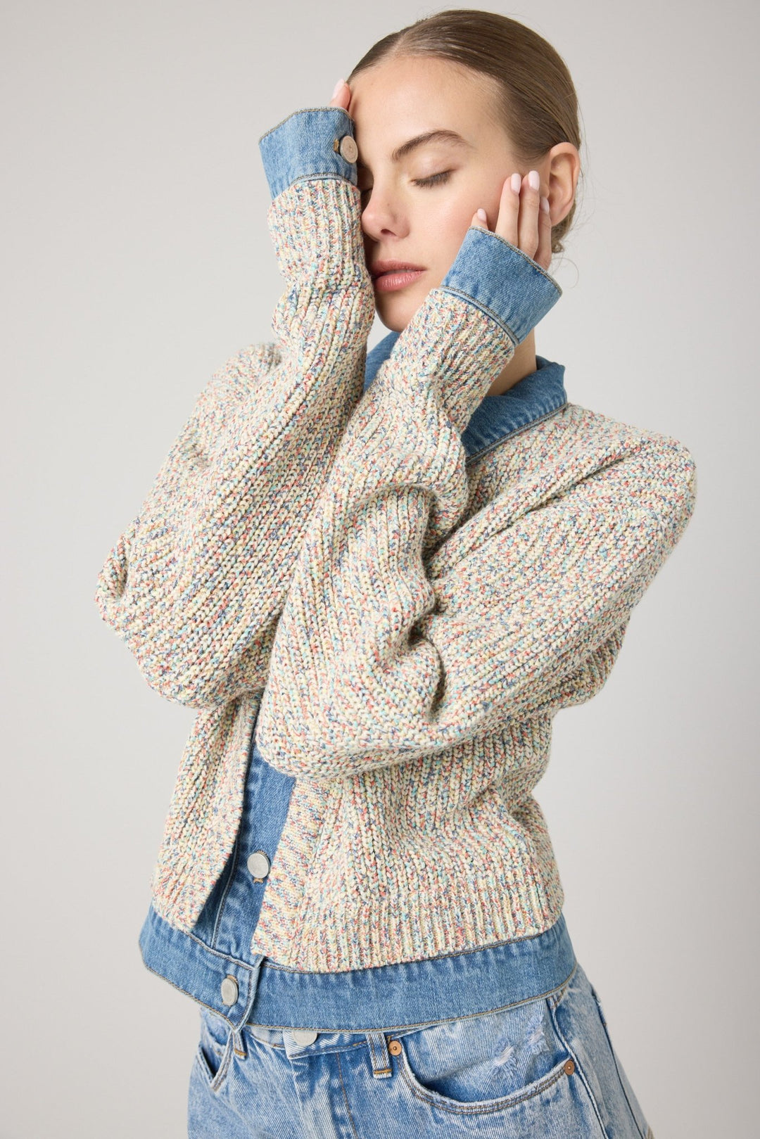 Happy Place Sweater Trucker Jacket - Hello Beautiful Boutique