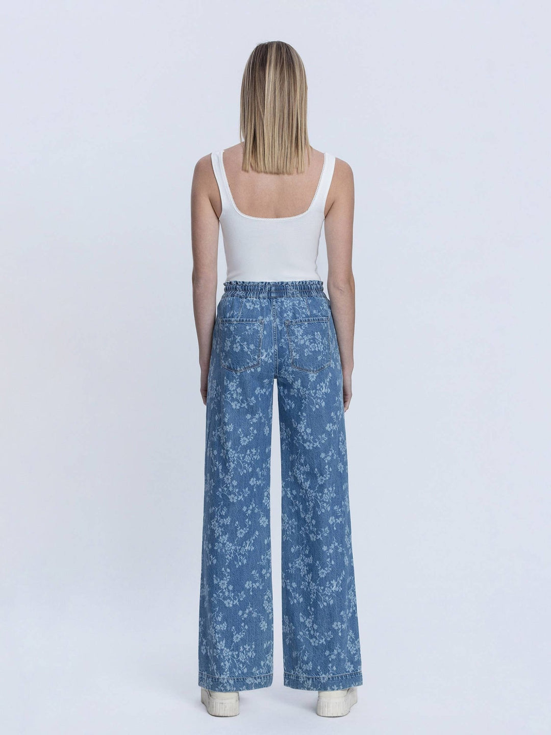 High Rise Floral Baggy Wide Leg Jeans - Hello Beautiful Boutique