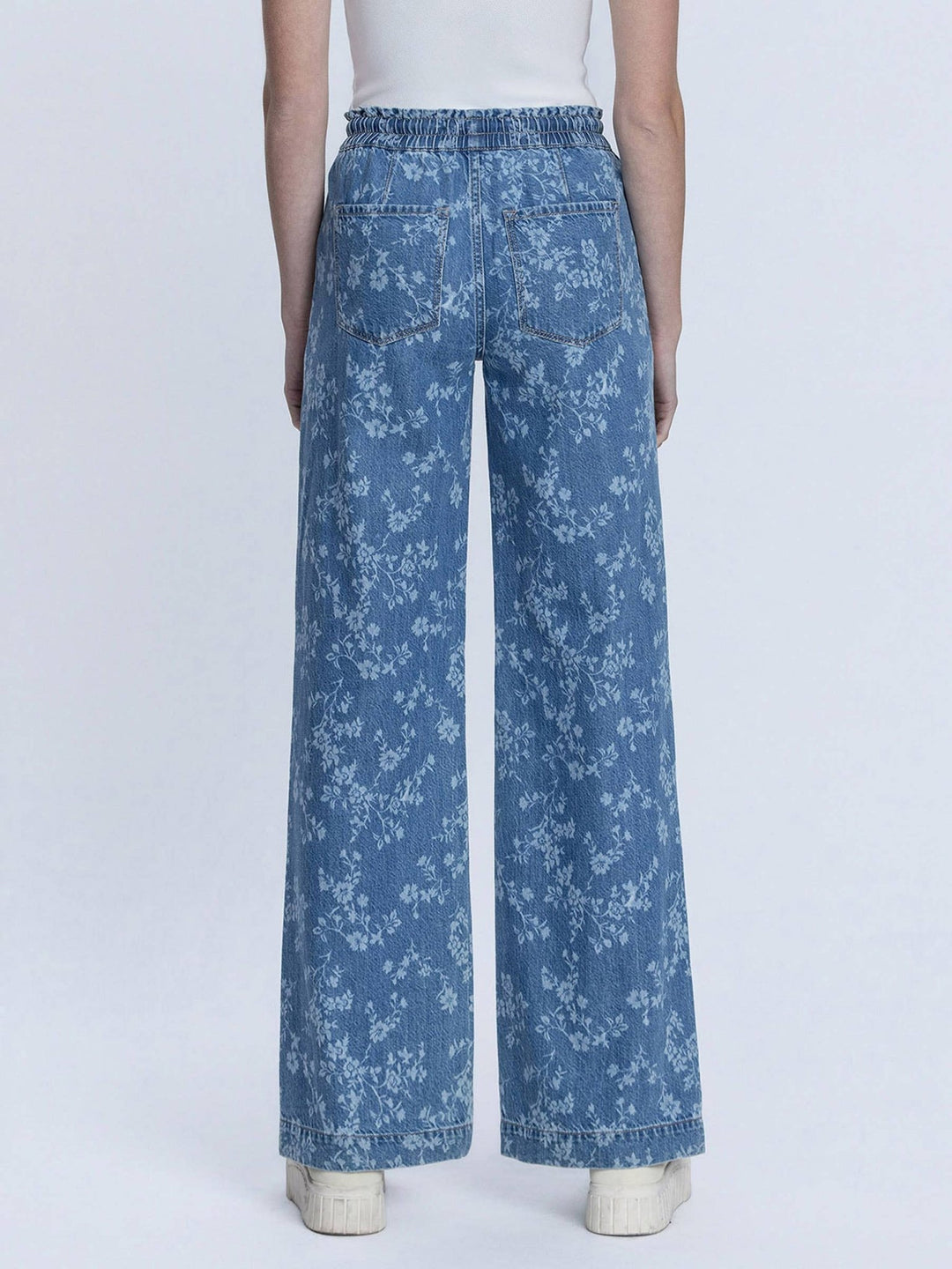 High Rise Floral Baggy Wide Leg Jeans - Hello Beautiful Boutique