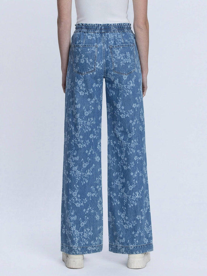 High Rise Floral Baggy Wide Leg Jeans - Hello Beautiful Boutique