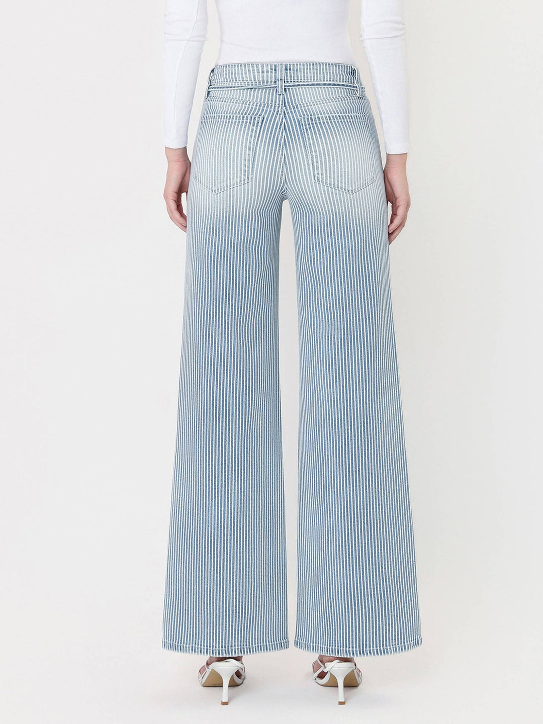 High Rise Tie Striped Wide Leg - Hello Beautiful Boutique