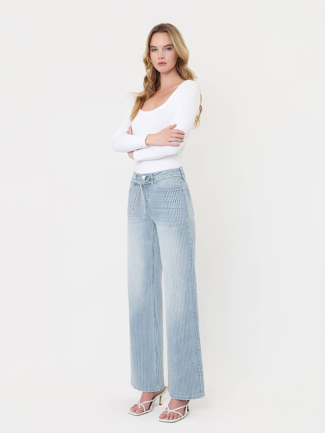 High Rise Tie Striped Wide Leg - Hello Beautiful Boutique
