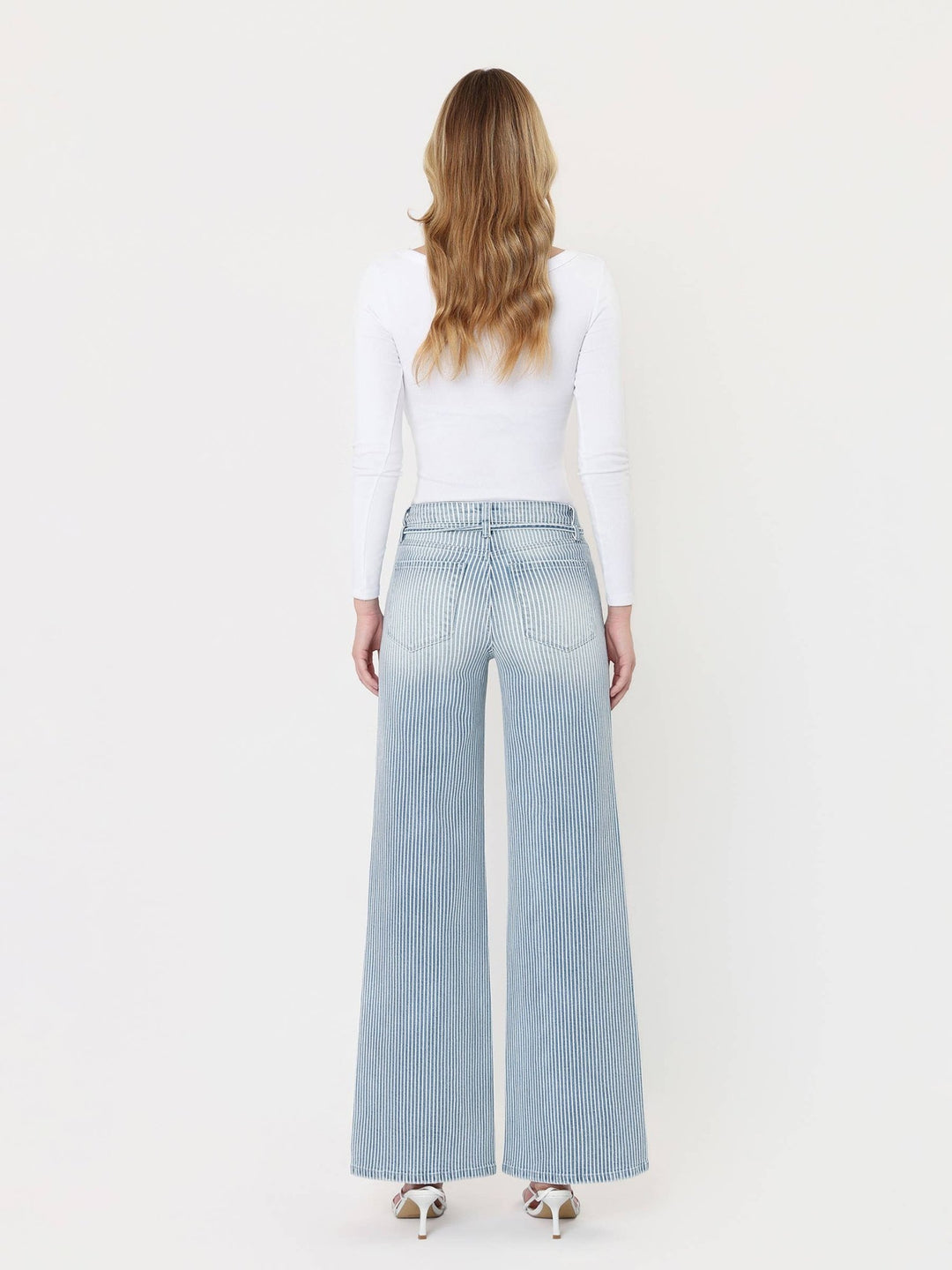 High Rise Tie Striped Wide Leg - Hello Beautiful Boutique