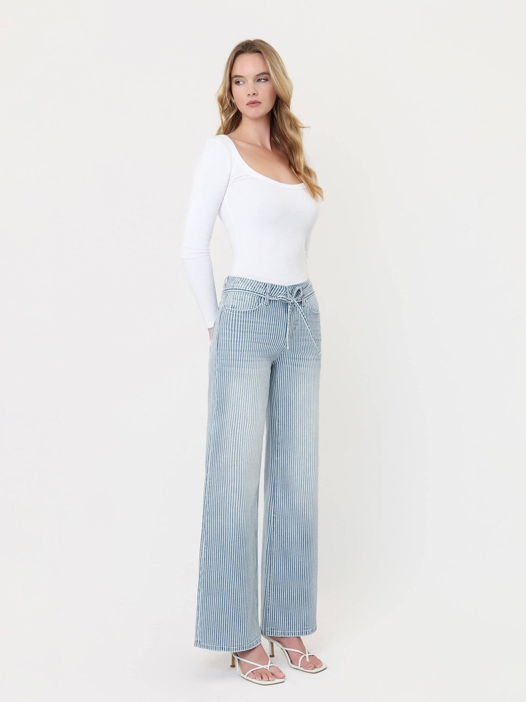 High Rise Tie Striped Wide Leg - Hello Beautiful Boutique