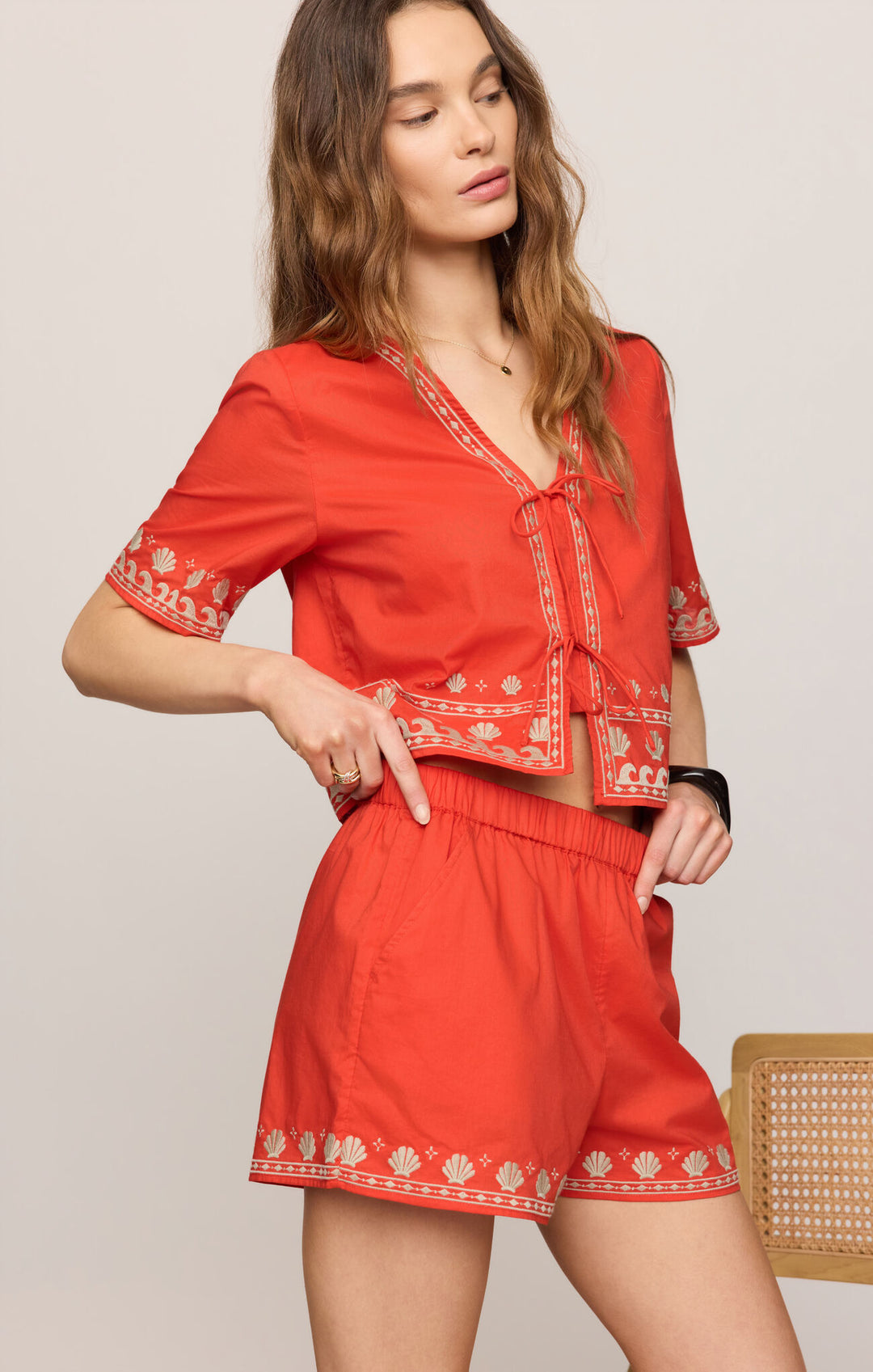 Cast of Waves Tie Front Top
